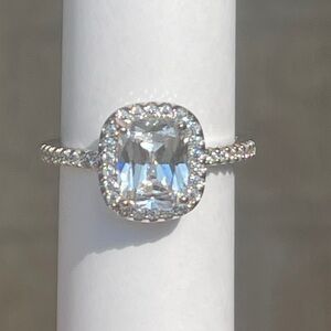 Diamonique Diamond engagement ring Sz 7.75 Sterling Silver
